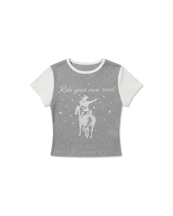 Western ringer tee - Grey