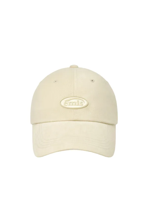 MINI RUBBER PATCH BRUSHED BALL CAP-CREAM