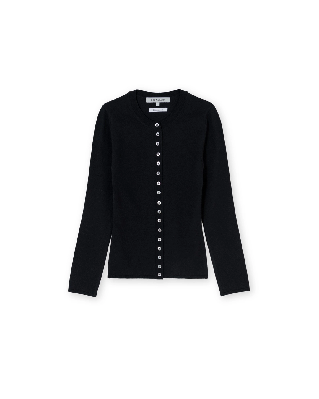 브라운야드 W Slim Round Cardigan, Black 상품 이미지 3