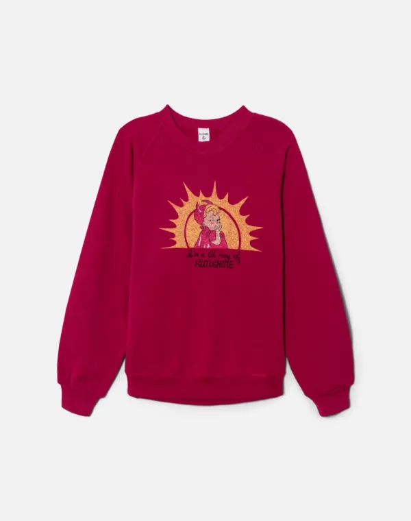 Upcycled "Ray of Sunshine" Sweatshirt - Magenta