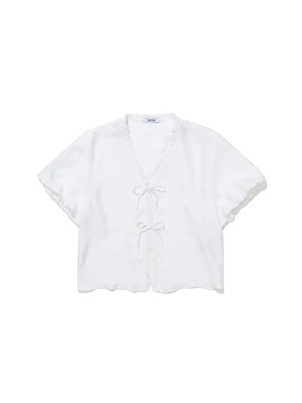 [2차] Satin Ribbon Blouse White_F262BL02