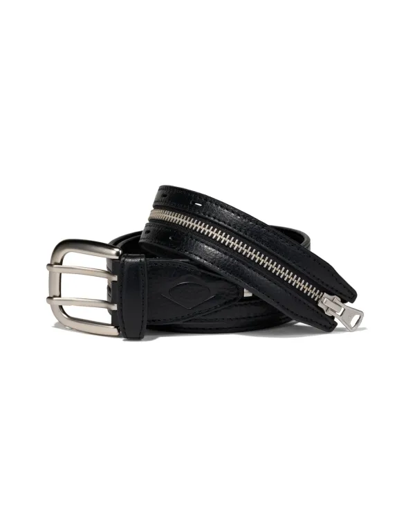 RHOMBUS ZIP LEATHER BELT_BLACK