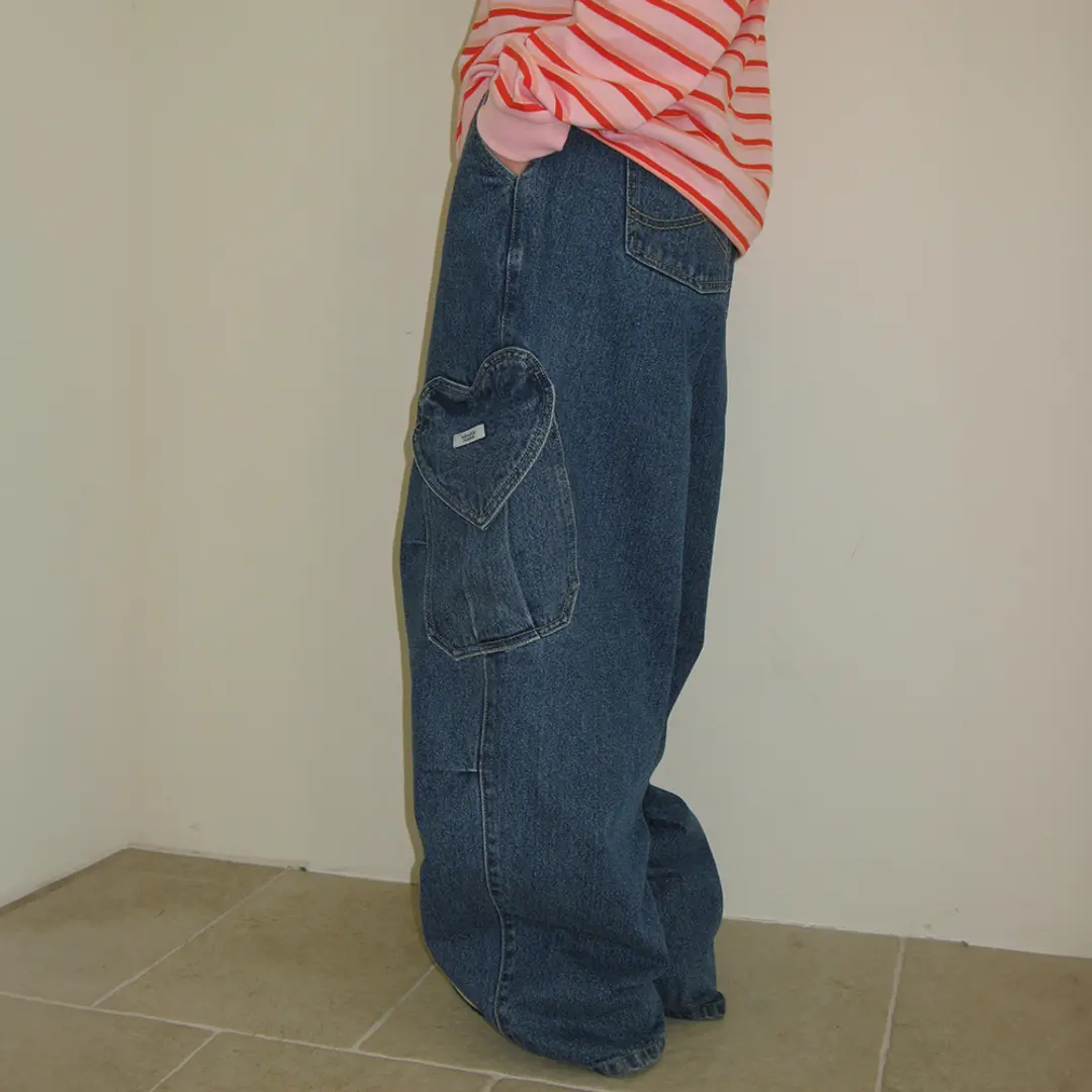 론론 HEART POCKET CARGO DENIM PANTS MEDIUM BLUE 상품 이미지 2