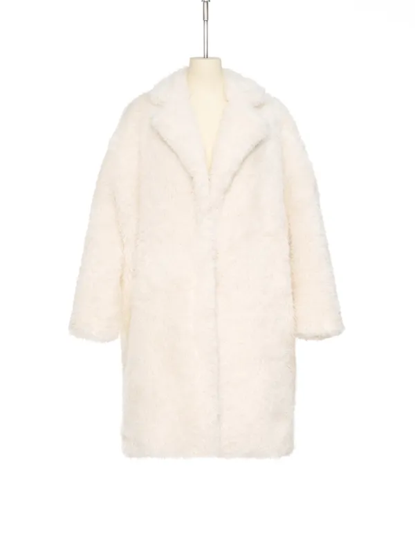 FW25 WHITE OVERSIZED FAUX FUR COAT
