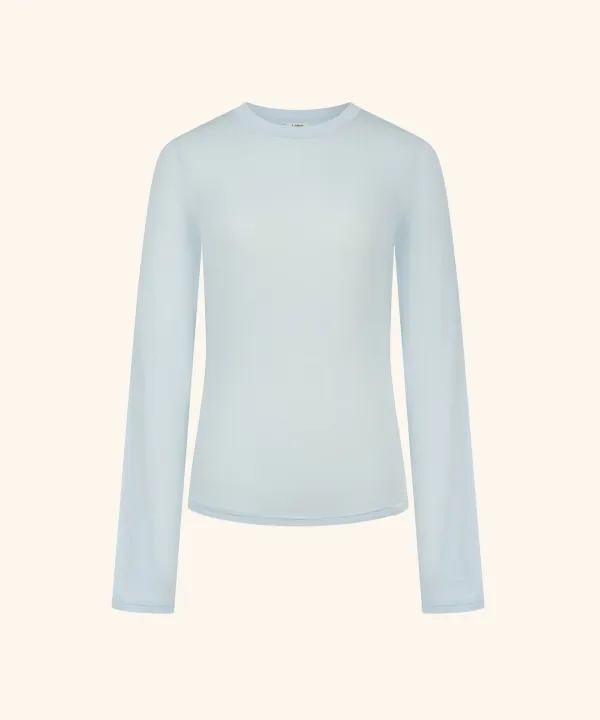 Letters Routine Long Sleeve T-Shirt (Sky Blue)