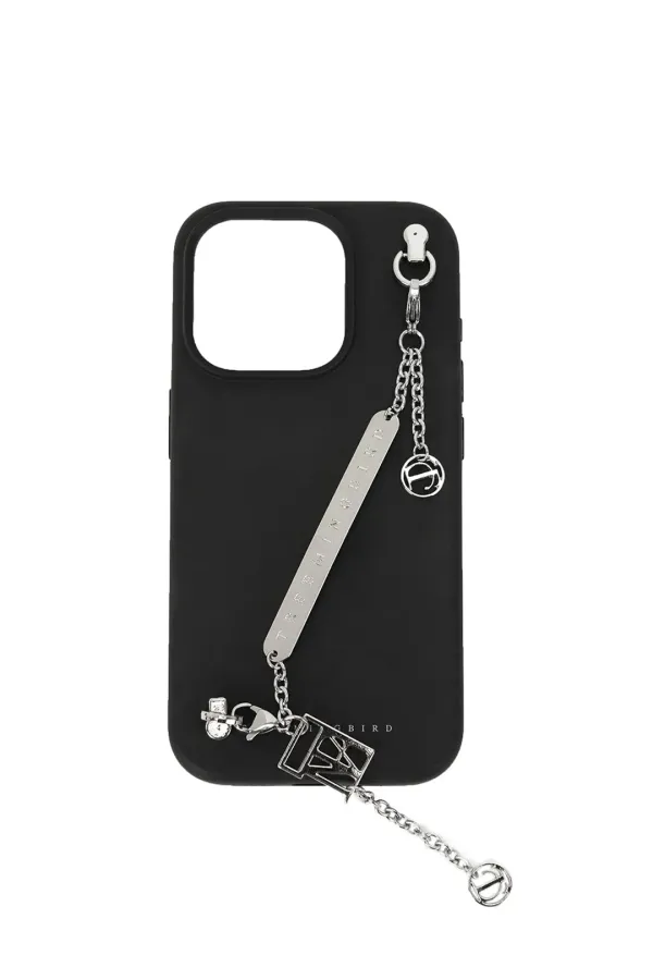 Single Chain Strap Phone Case [ Black ]