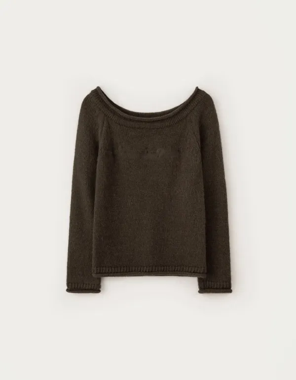 Bold Logo Alpaca Boat Knit - Brown