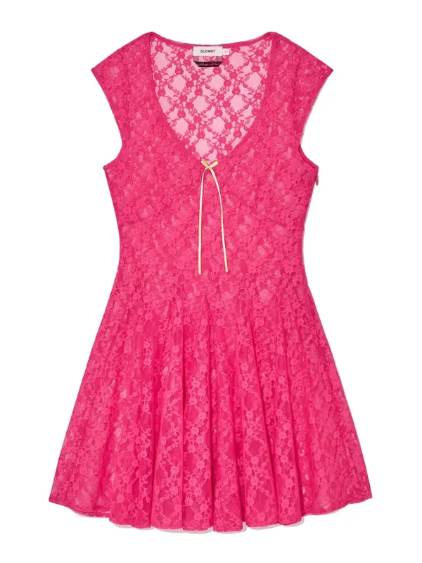 WHISPER LACE MINI DRESS (PINK FLASH)