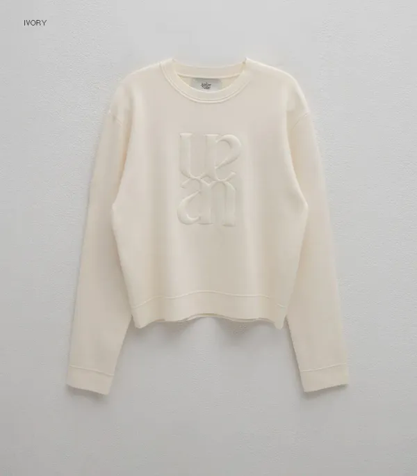(T-7018)ESSENTIAL EMBO LOGO KNIT