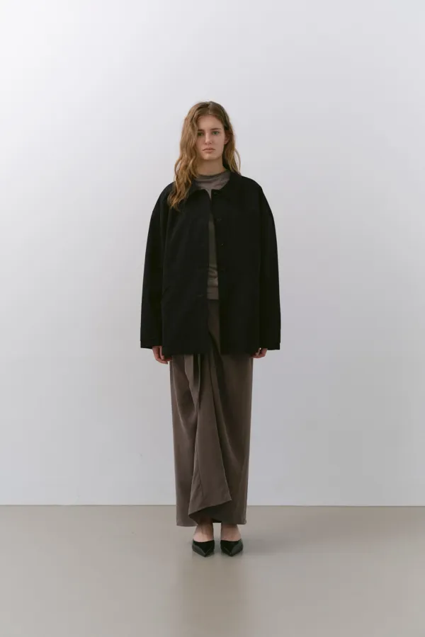 RELAXED POCKET COTTON JACKET, BLACK