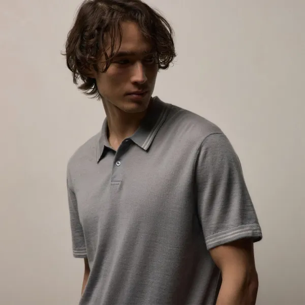 Ultrafine Cashmere Tipped Polo - Ore/Fog