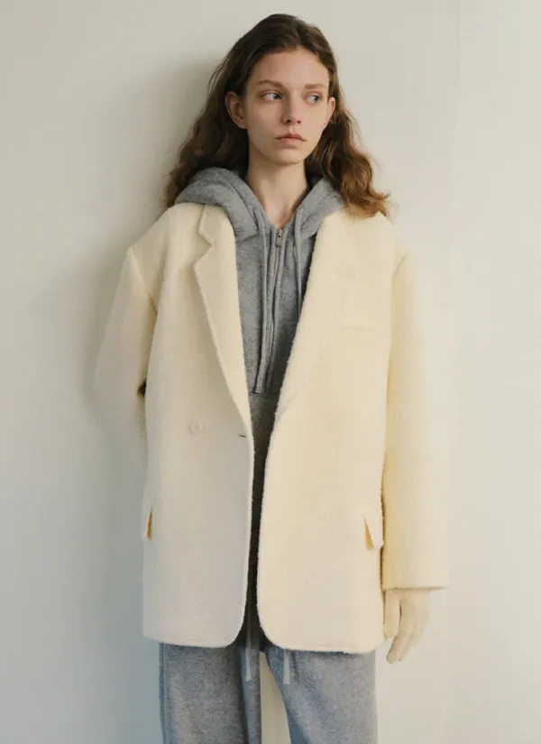 Alpaca Brioche Boucle Jacket (Ivory)