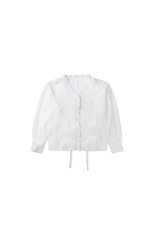 Frill v-neck blouse