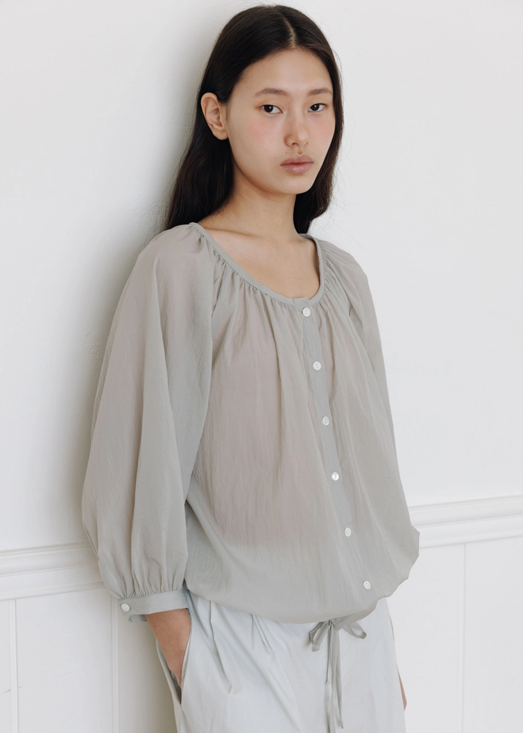 더라이 Shirring String Blouse(Ash Mint) 상품 이미지 2