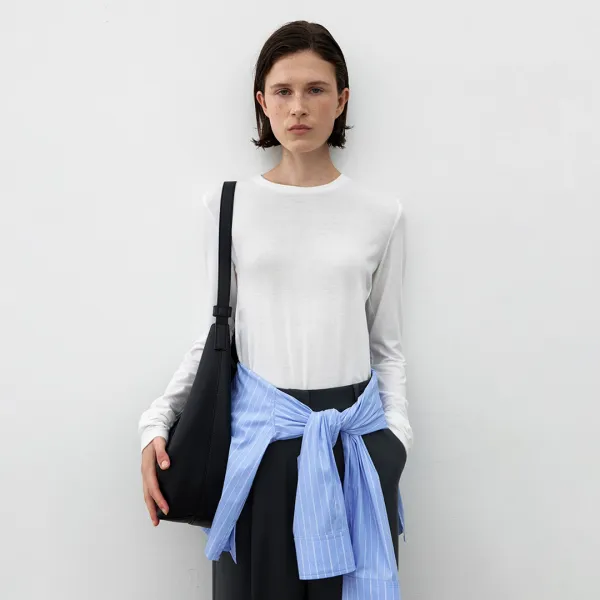 (Z-T-7090)ESSENTIAL ROUND NECK SLIM TEE