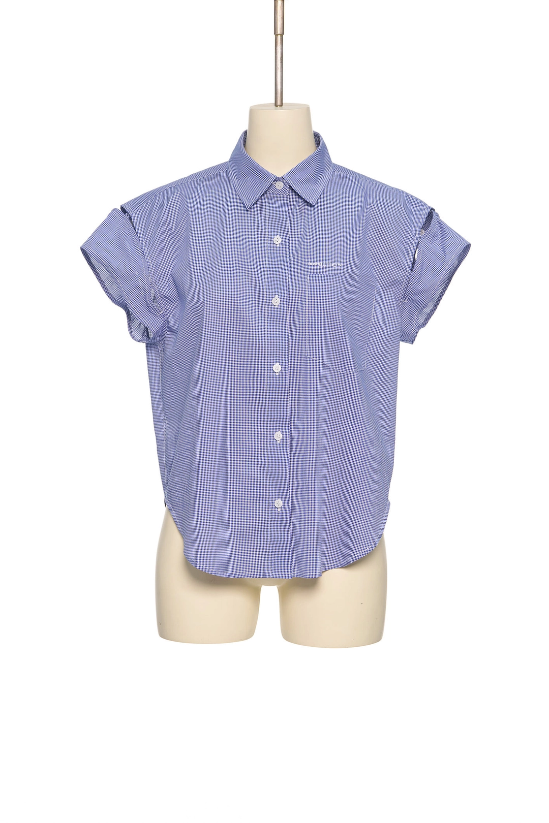 푸쉬버튼 SS26 NAVY CHECK WIRE-SLEEVE SHIRT 상품 이미지 1