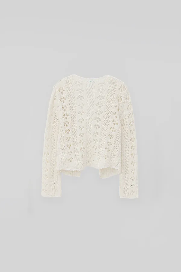 (1st re-stock) 26ver. T/T Crochet knit cardigan (white)