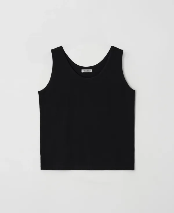 Boxy Fit Cotton Sleeveless Tee_BLACK