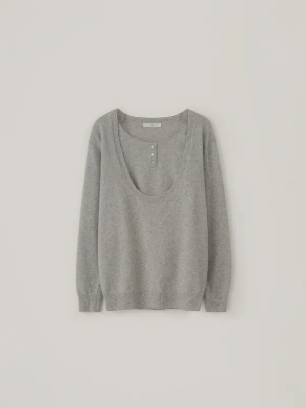 [10.8 예약 배송] Nora Deep U-Neck Knit Set - Light Gray - CHE-SEOUL