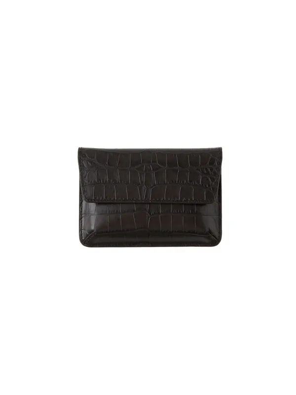 G CRACK LEATHER CARD WALLET (DARK BROWN)
