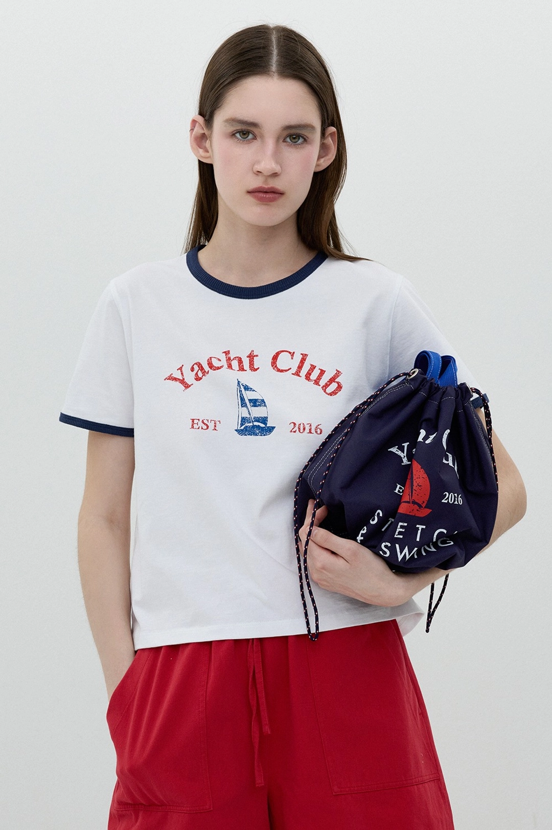클로브 [25SS clove] Yacht Ringer T-Shirt (White) 상품 이미지 2