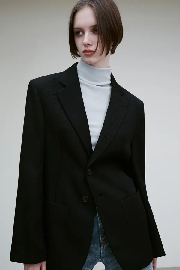 TWILL BLAZER JACKET BLACK