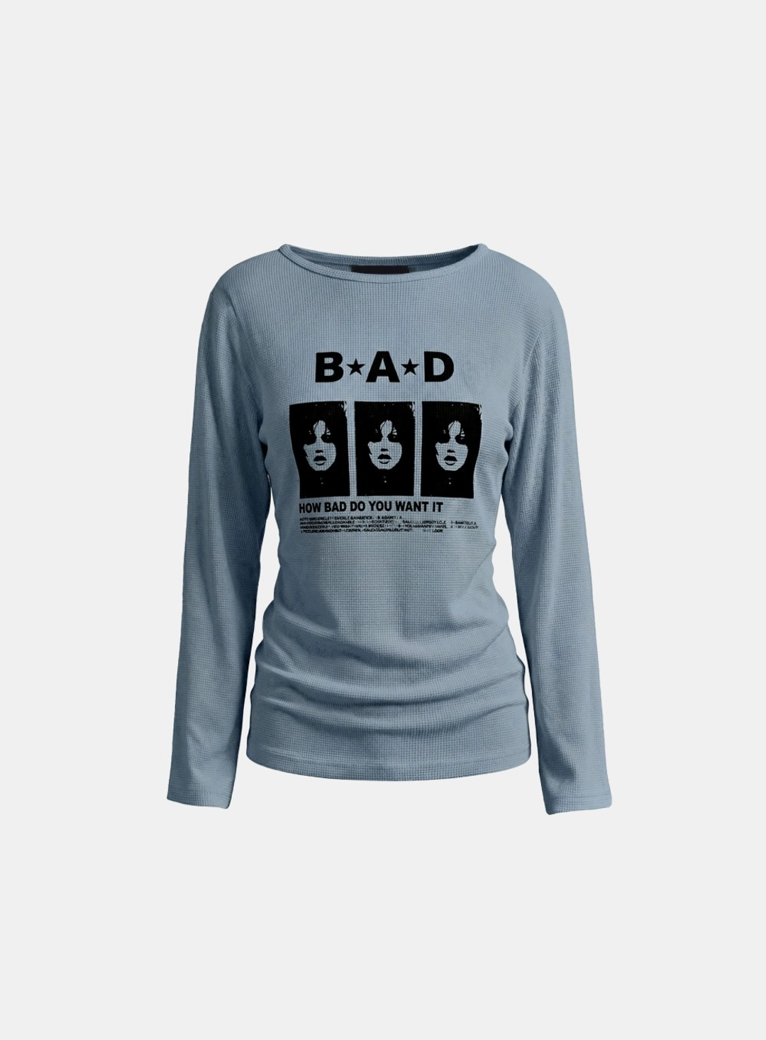배드블러드 [w-tee26-149] B.A.D. Waffle Boat Neck T-Shirt - Dusty Blue 상품 이미지 1