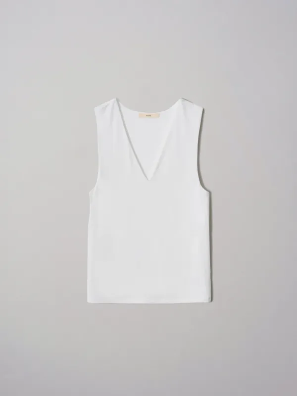 BASIC V-NECK SLEEVELESS TOP BY JAPANESE FABRIC [WHITE, DARK GREY]