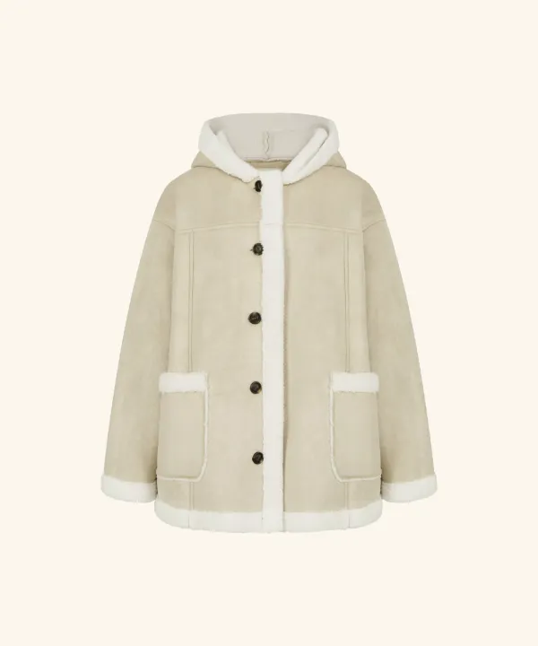 Bailey Hooded Mustang Coat ( Beige )