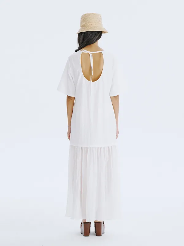 Bare Back Shirring Dress_White