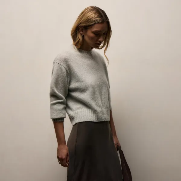 Lightweight Textured Cashmere Crew - Gypsophila