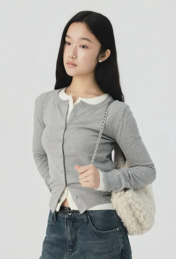 Sepia Round Cardigan (Gray)