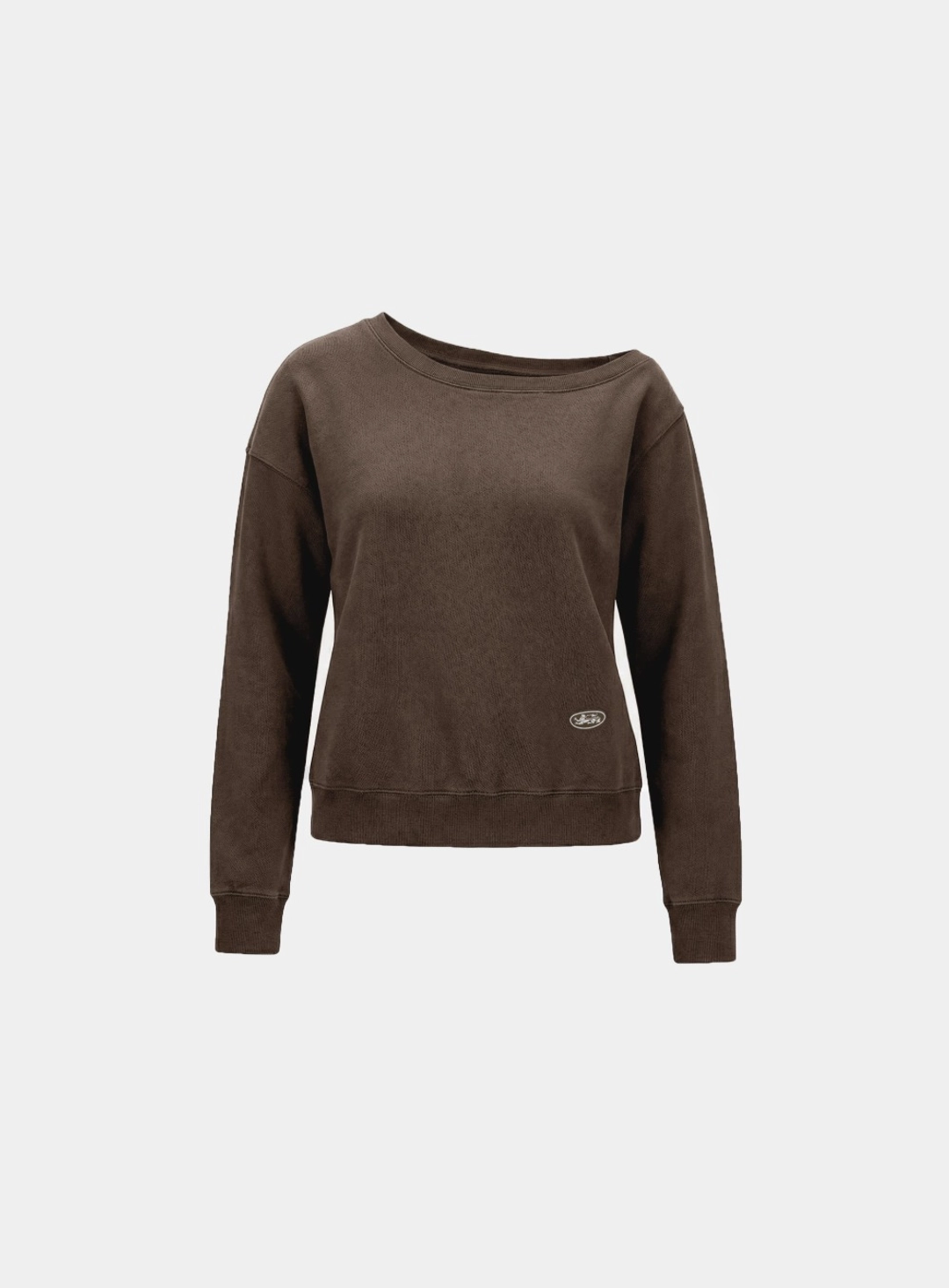 배드블러드 [w-sweatshirt26-002] BS Soft Terry Off-the-Shoulder Sweatshirt - Brown 상품 이미지 1