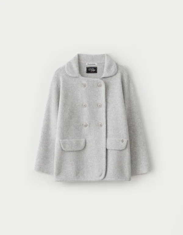 Half Robin Knit Wool Jacket - Light Grey