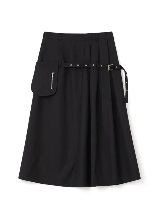 Belt Pocket Midi Skirt [Black]