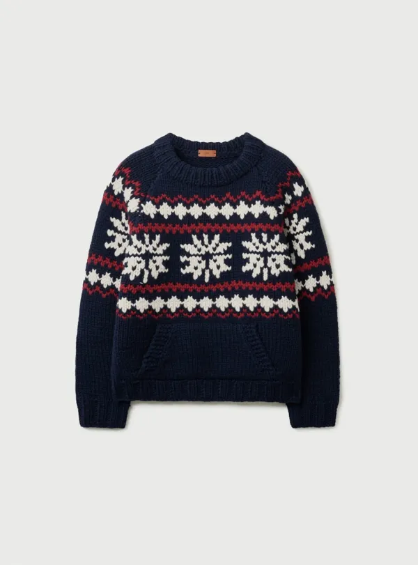 [2ND] SNOW STITCH HANDMADE KNIT - NAVY