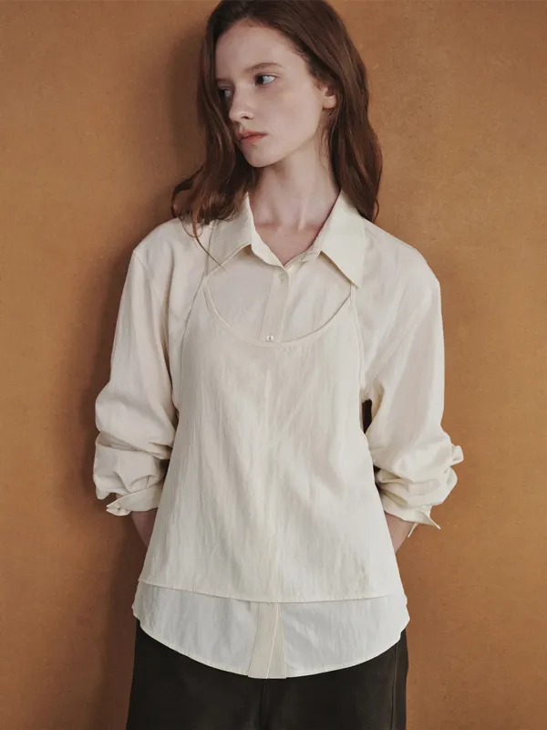 Bustier Layered Blouse Cream