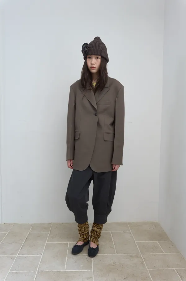 BOYFRIEND DOUBLE BUTTON JACKET_KHAKI BROWN