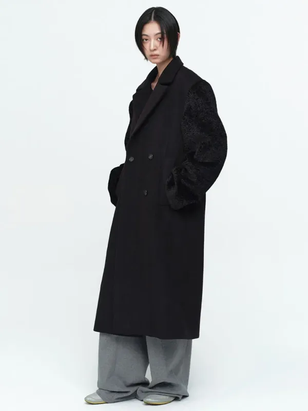 Fur Mixed Double Coat [Black]