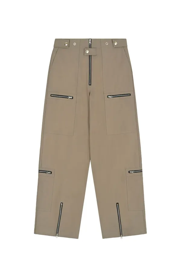 ZIP CARGO PANTS (KHAKI BEIGE)