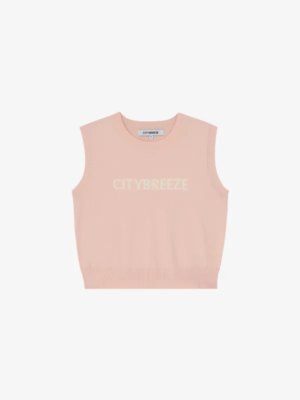 시티 로고 슬리브리스 크롭탑_PINK