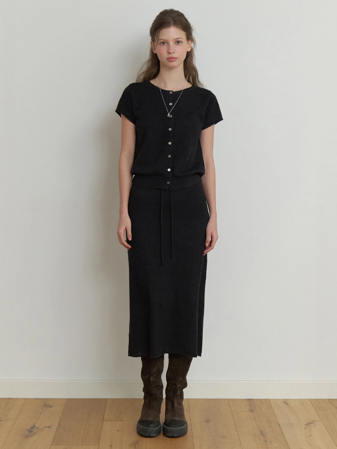 리엘 [SET] Two-piece knit set (black) 상품 이미지 2