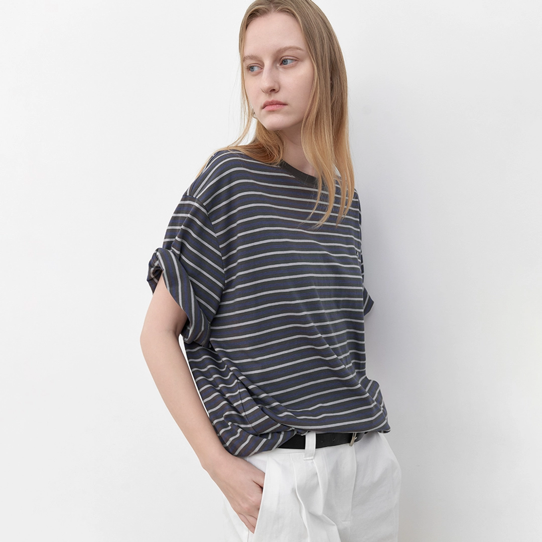 아뜰리에 나인 (T-7216)MULTI STRIPE BOXY TEE 상품 이미지 2