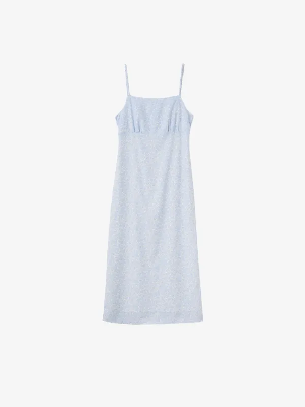 LAVEN flower slip long dress_blue