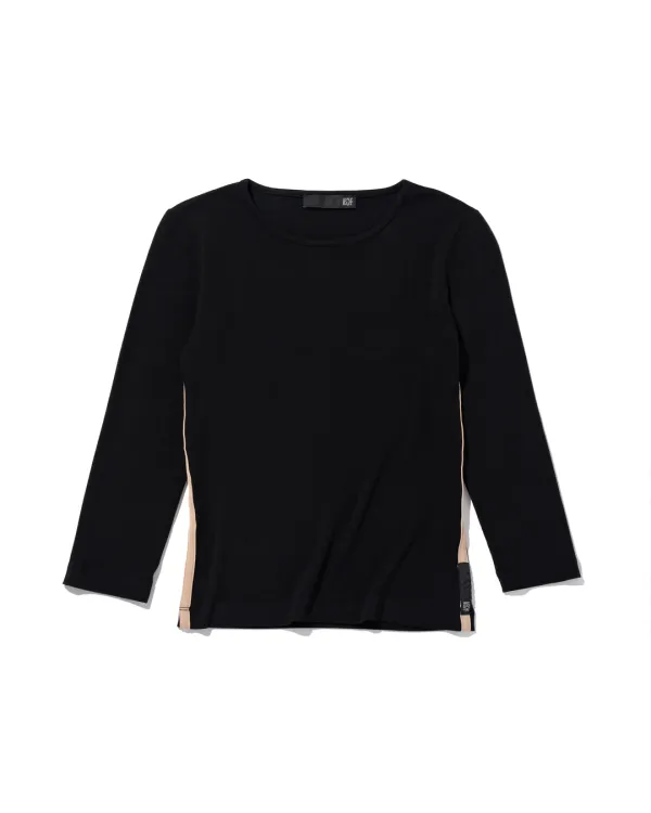 ESSENTIAL ROUND NECK 3-QUARTER TOP_BLACK