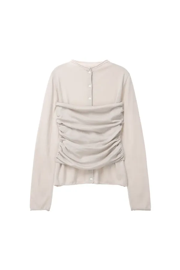 Bustier Wool Cardigan Set, Light Grey