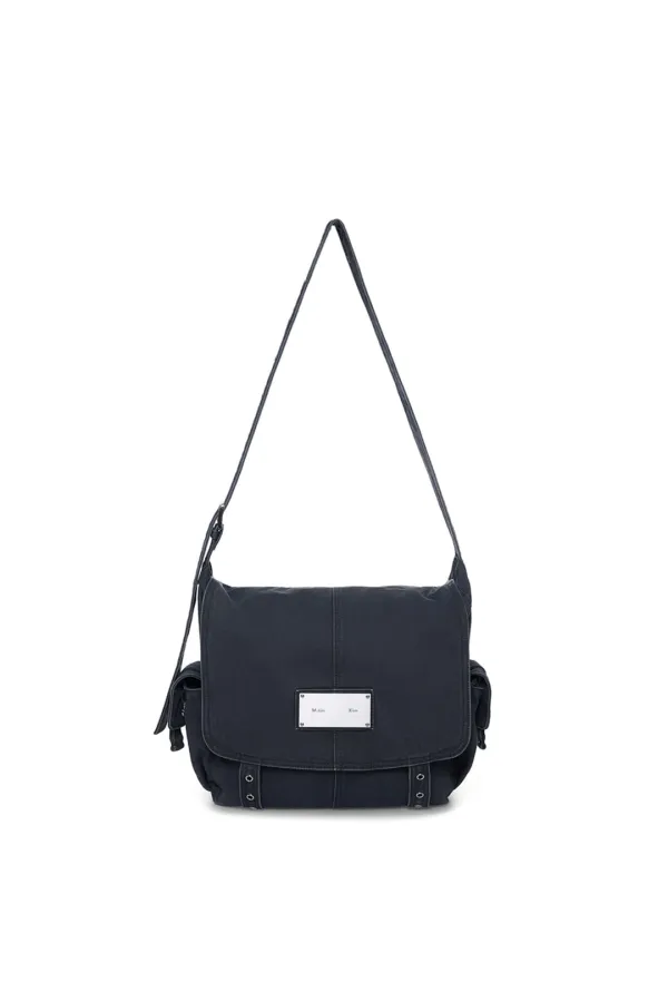 VINTAGE WASHED COTTON MESSENGER BAG IN NAVY