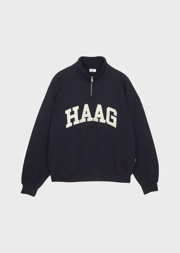 6th) a haag half zip-up (navy)