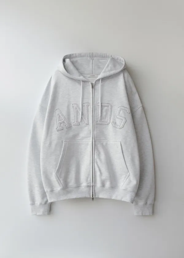 Penny logo hoodie zip-up (white melange)