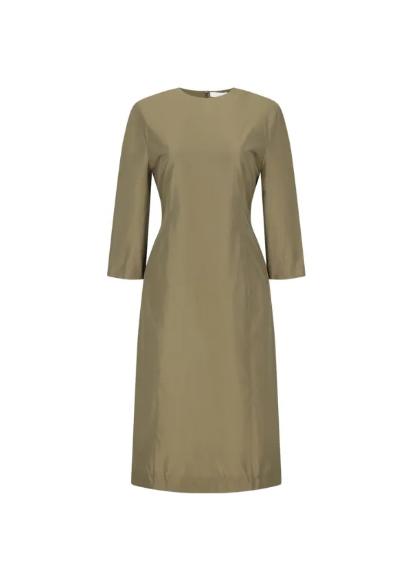 Silk taffeta dress, Khaki